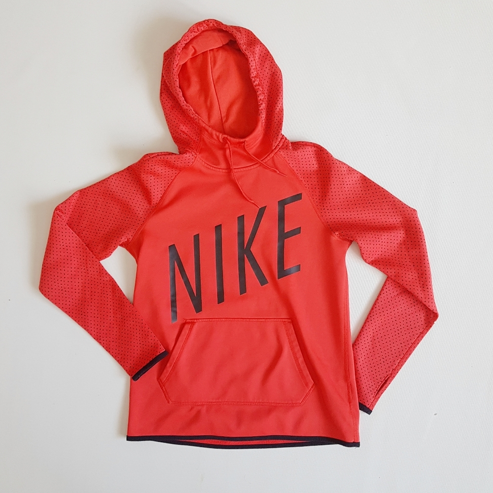Nike Womens Red Spell Out Pullover Hoodie Small